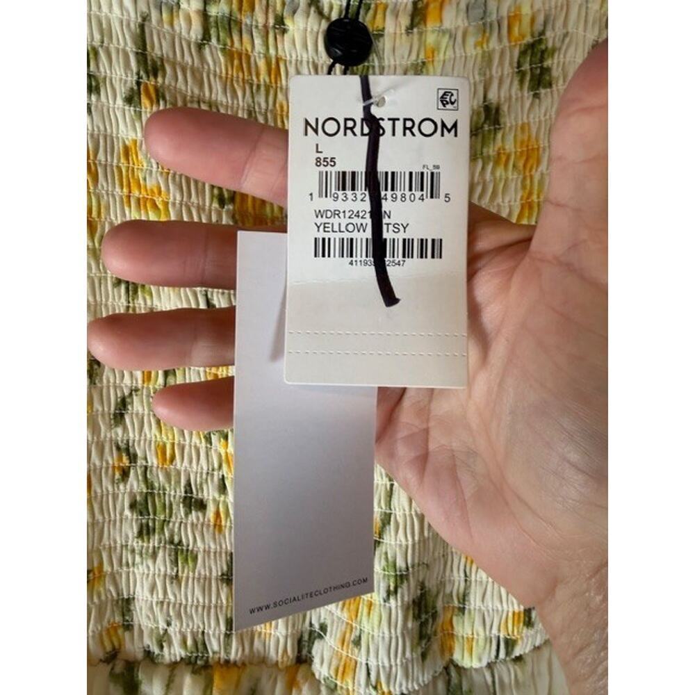 SOCIALITE abstract floral tiered maxi dress NWT Yellow Sz L MSRP $148 - Picture 5 of 8